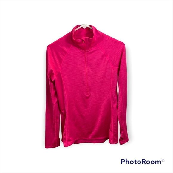 Ladies Under Armour Bright Pink Cold Gear Fitted 1/4 Zip Jacket Size Medium - Picture 3 of 13